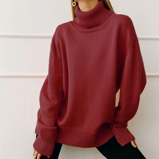 Autumn Winter Casual Fleece Thickened Warm Sweater Women's Turtleneck Solid Sweater Knitting Pullovers Rollneck Slim Fit Top Badiee Stylez