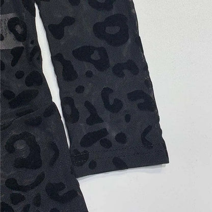 New women's Western style jumpsuit slim long sleeve sexy flocking perspective slimming jumpsuit Badiee Stylez