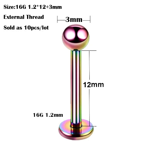 10Pcs/20Pcs/50Pcs G23 Titanium Labret Piercing Internal & External Design Lip Piercing Labret Stud Cartilage Helix Piercing Badiee Stylez