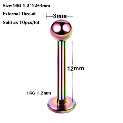 10Pcs/20Pcs/50Pcs G23 Titanium Labret Piercing Internal & External Design Lip Piercing Labret Stud Cartilage Helix Piercing Badiee Stylez