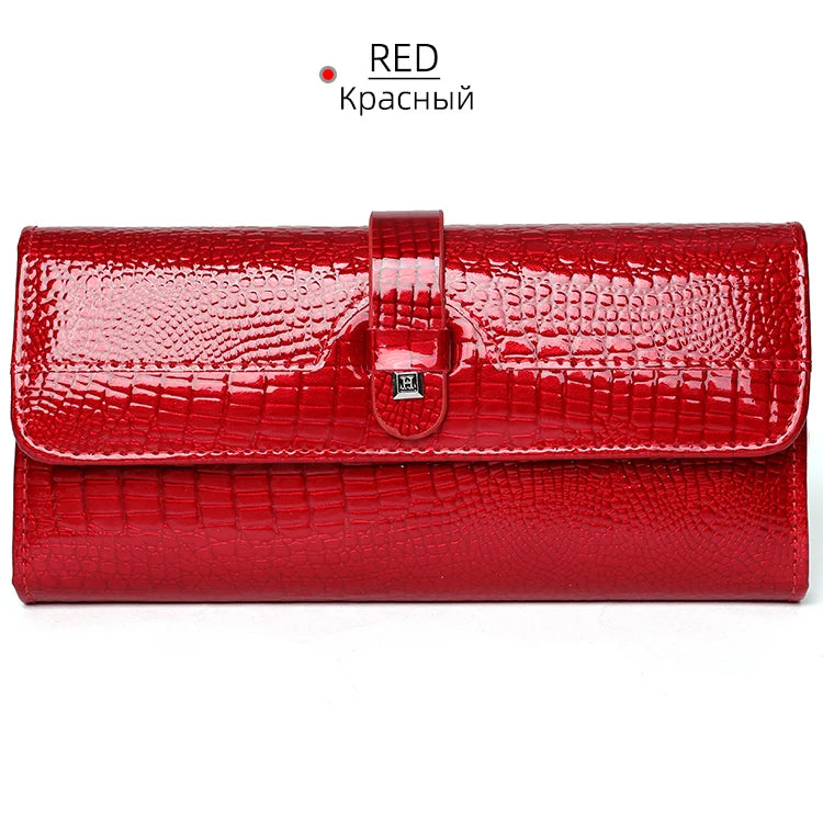 Free Gift Women Leather Wallet Long Ladies 3 Folders Clutch Money Bag Design Purse Fashion AE605-25