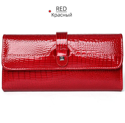 Free Gift Women Leather Wallet Long Ladies 3 Folders Clutch Money Bag Design Purse Fashion AE605-25