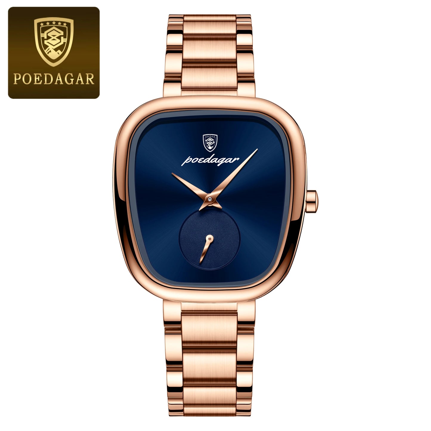 POEDAGAR Luxury Watch for Woman Waterproof Stainless Steel Quartz Ladies Watch High Quality Women's Watches Elegant Female Clock 783 Rose Gold Blue