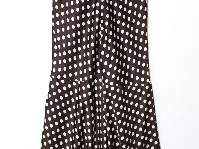 Trendix Polka Dot Print Backless Dress Women Summer Sexy Deep V Neck Sleeveless Off Shoulder Maxi Dresses Elegant Evneing Dress