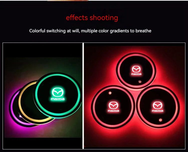 2PCS Car LED Water Cup Mat Drink Holder For Mazda MS Speed CX4 Atenza Axela MX5 CX7 CX5 CX9 RX8 CX30 Bt50 Badiee Stylez