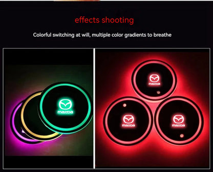 2PCS Car LED Water Cup Mat Drink Holder For Mazda MS Speed CX4 Atenza Axela MX5 CX7 CX5 CX9 RX8 CX30 Bt50 Badiee Stylez
