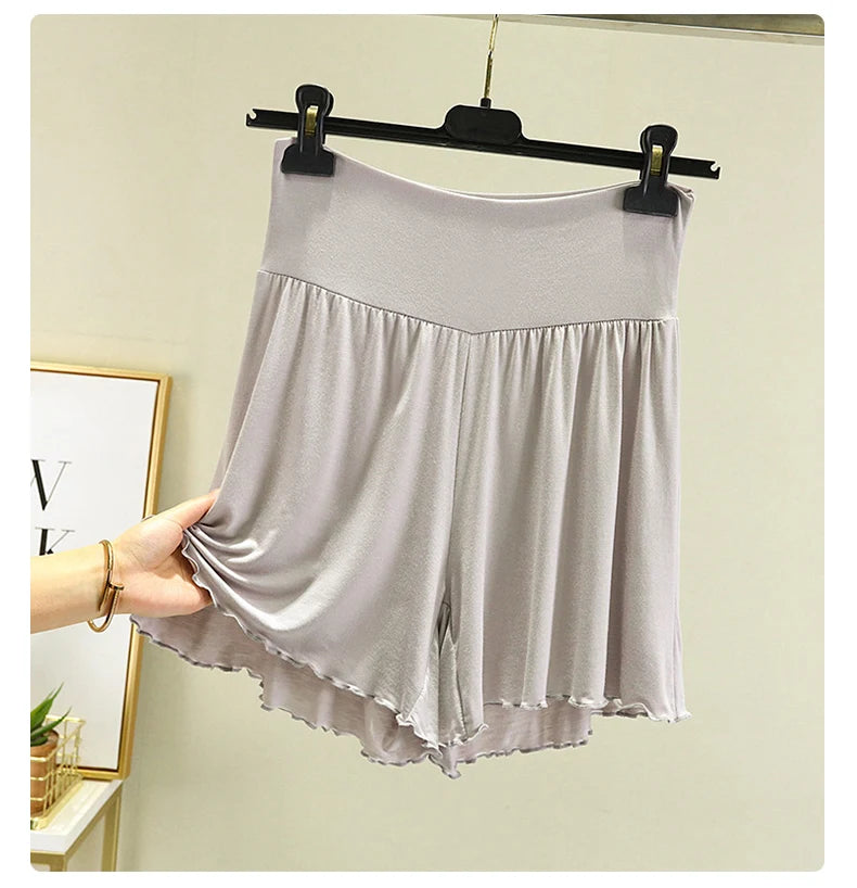 Modal Summer Shorts Sleep Bottoms Women Pure Color Casual Sleepwear Pants 2023 Loose Short Home Wide Leg Pants