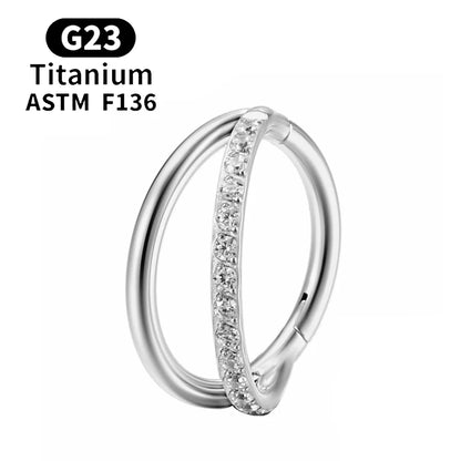 F136 G23 Titanium Nose Ring 16G Hinged Segment CZ Septum Clicke Daith Earrings Hoops Ear Cartilage Tragus Helix Piercing Jewelry Silver Color 6 CHINA