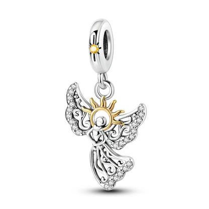 925 Silver Lucky Guardian Angel Dangle Beads Charm Women Fit Original Bracelet Necklace Original DIY Jewelry Making Gift KTC905
