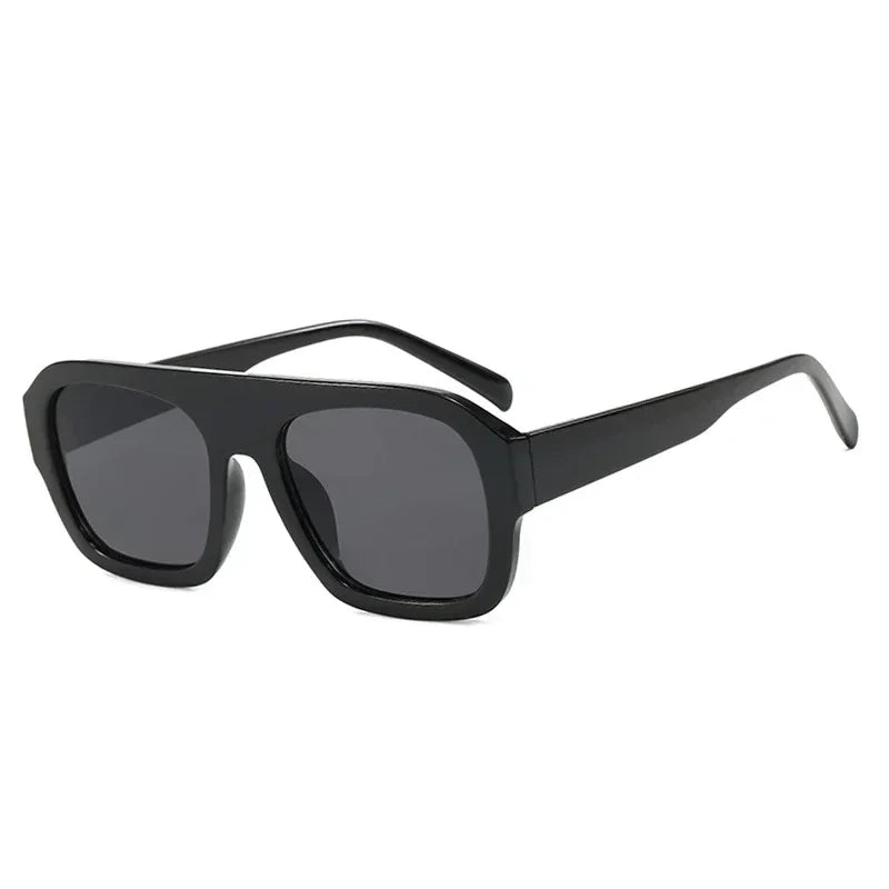 JNPCXI Fashion Square Women Sunglasses Shades UV400 Retro Leopard Tea Candy Color Gradient Men Punk Sun Glasses Black Black