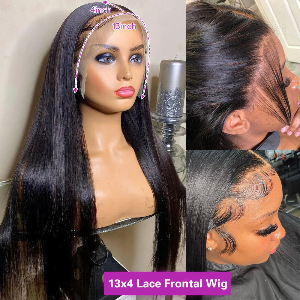 360 Full Lace Human Hair Wig Bone Straight Lace Front Wig 13x4 HD Transparent Lace Frontal Wig For Women Preplucked 250% Density Badiee Stylez