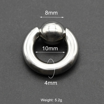 1Pc Large Gauges Stainless Steel CAPTIVE SPRING BEAD RING for Septum Piercing BCR Nose Ring Hoop Expander Earlobe Earrings 00G 4x10-8mm 1 Piece