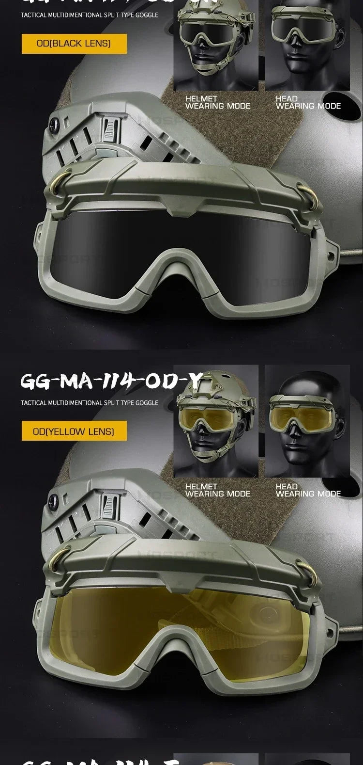 Sports Sunglasses for Men Women 2 Modes Airsoft Goggles Riding Eye Protection for Hiking Paintball Hunting Gear