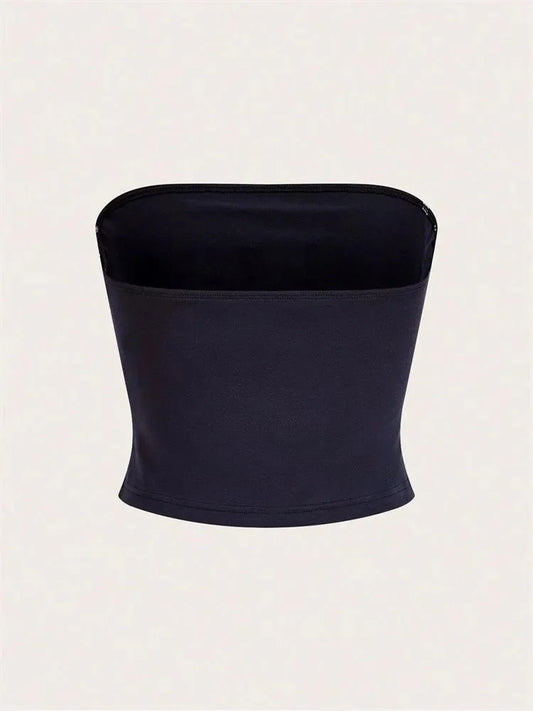 Women's Letter and Star Print Tube Top Summer Y2k Clothes Off the Shoulder Backless Cropped Top Streetwear