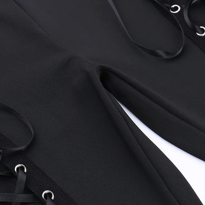 Y2K Summer Cross-band Strap Art Micro-flare Casual Pants Metal Buckle Decoration Personal Pants Women Versatile Sexy Slim Pants