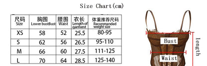 Women Lace Bustier Top Sexy Sheer Mesh See Through Spaghetti Strap Slim Camisole Y2K Going Out Night Club Party Corset Top