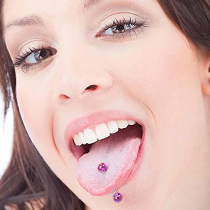 1PCS/4PCS Nipple Tongue Rings Straight Barbell 14G Stainless Steel Belly Button Rings Nipplerings Body Piercing Jewelry Purple