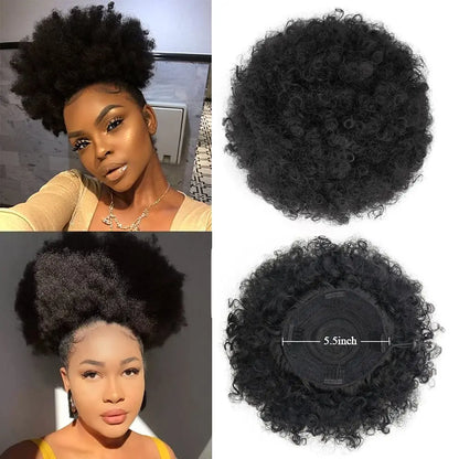 Synthetic Large Afro Puff Drawstring Ponytail Kinky Curly Bun HairPiece African American Clip in Updo Extensions for Black Women
