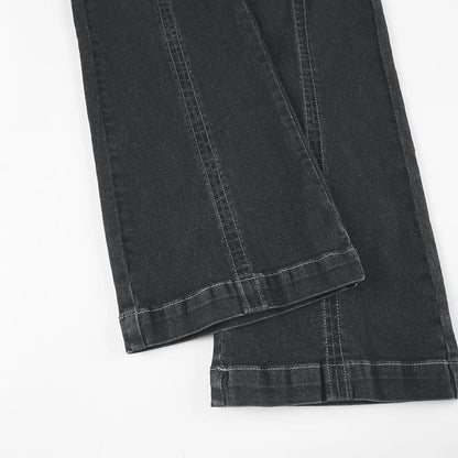 Weekeep Punk Style Star-shaped Rivet Jeans Low Rise Multi-pockets Patchwork Denim Cargo Pants Korean Fashion Hippie Flared Jeans