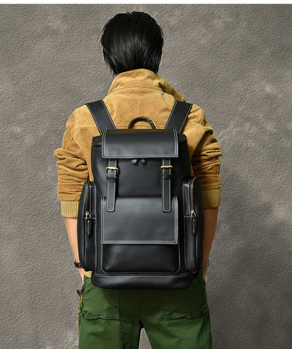 Vintage Crazy Horse Genuine Leather Backpack Men Leather Bagpack Climbing Rucksack male Large Hiking Backpack M814