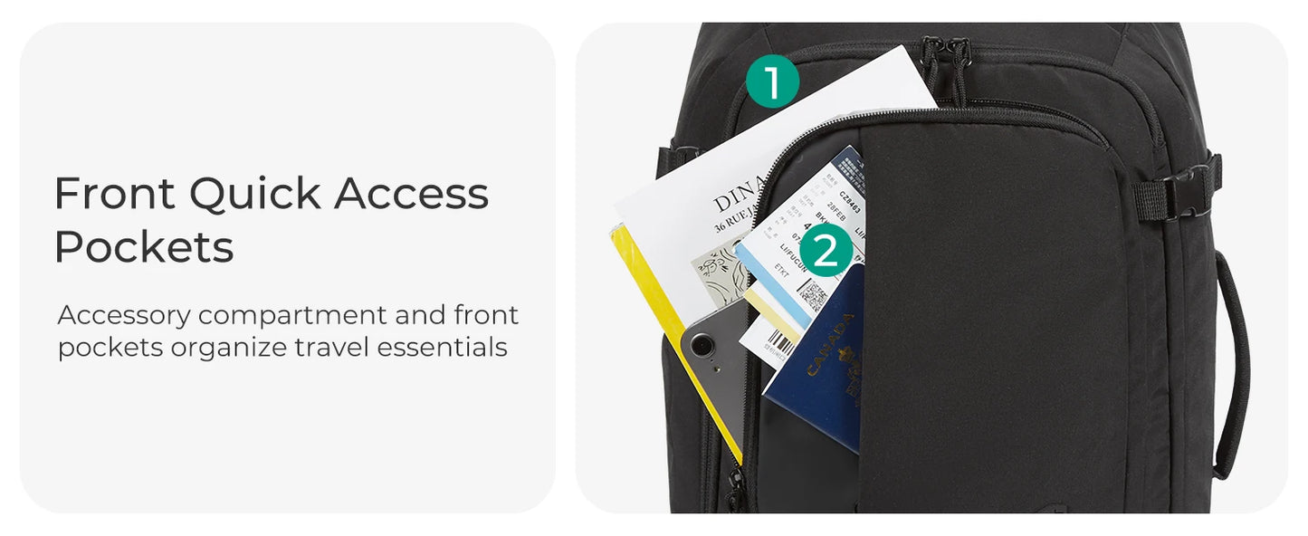 BAGSMART Travel Backpack Flight Approved 30L Lightweight Backpack for Men Women Waterproof Travel Bag with USB Charging Port