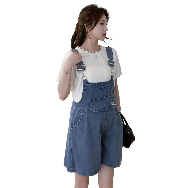 Denim Jumpsuit Rabbit Ears Cute Girl Chic Wide Legs High Waist Loose Korean Japan High Street Solid Jump Suits Women