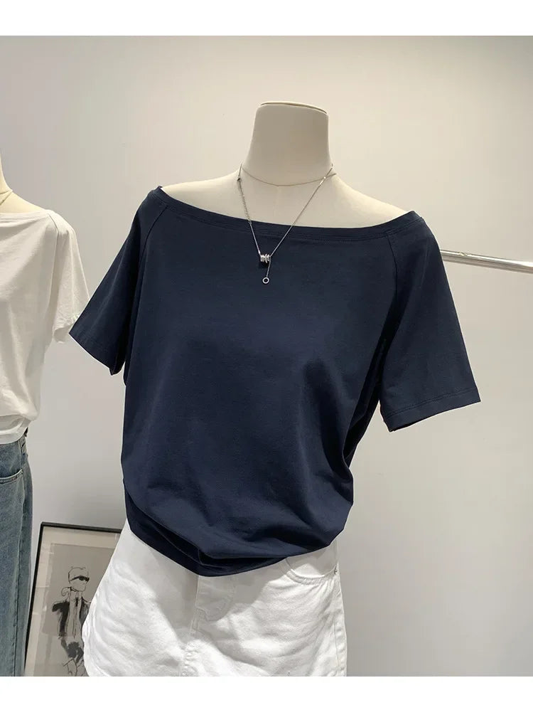 T-shirts Women Solid Simple Summer Casual Cleanfit Short Sleeve All-match Young Girls Streetwear Y2k Top Aesthetic Clothes Ins