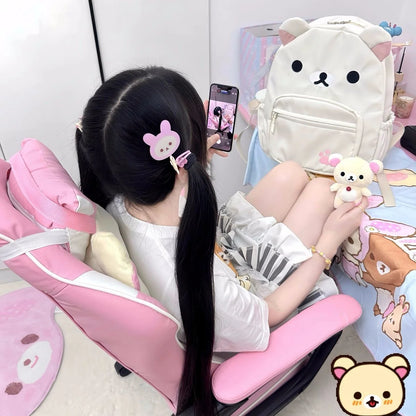 Cute Rilakkuma Backpack Anime Cartoon Embroidery Backpack Stylish Large-Capacity Student School Bag Nylon Multifunctional Bags