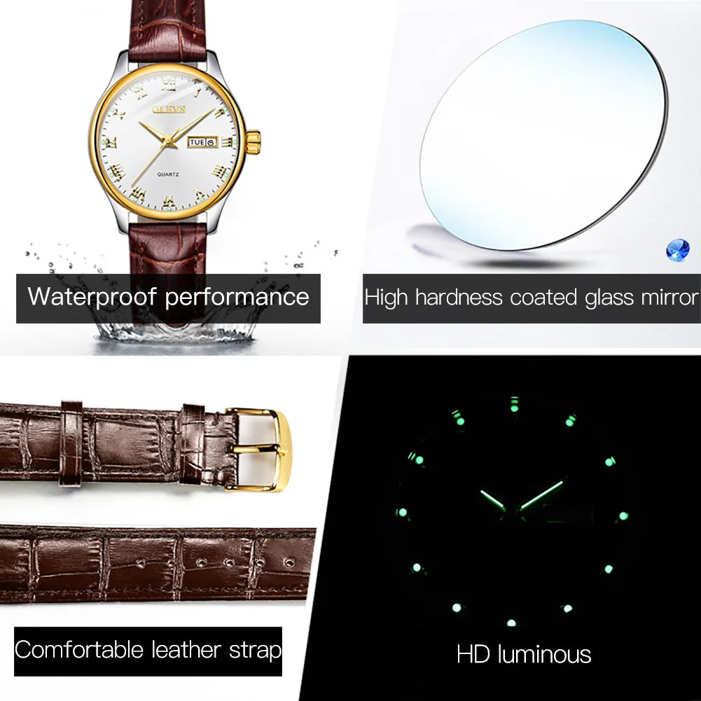 OLEVS Brand Belt Style Double Calendar Quartz Women's Watch 5582