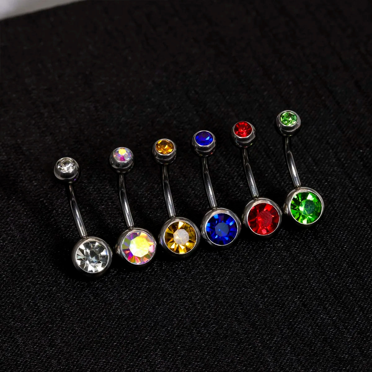 1PC G23 Titanium Crystal Gem Curved Barbell Rings Belly Button Navel Rings Piercings Nombril Ombligo Piercing Charming Jewelry Badiee Stylez