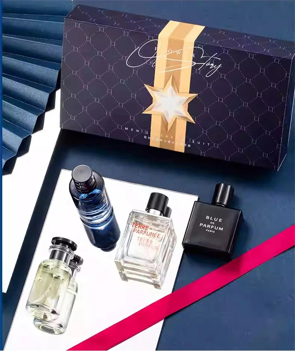 Luxury Brand Perfume Men Cologne Parfums Homme Gift Box 4Pcs Set 100ml Perfumes Masculinos Natural Floral Fruity Scent Spray - Badiee Stylez