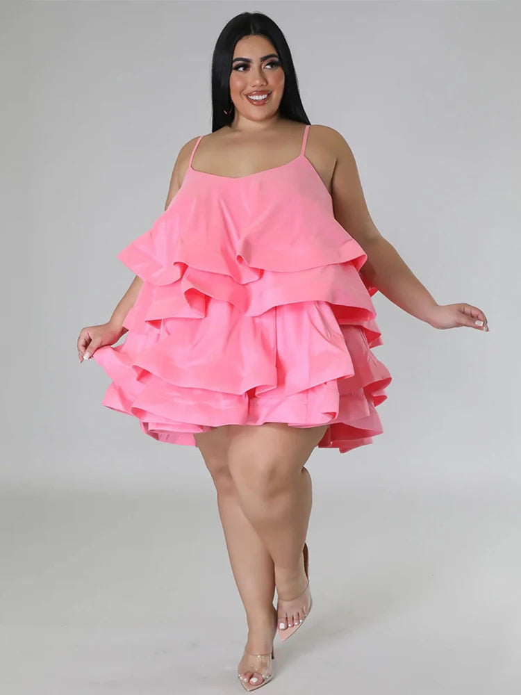 Elegant Chic Large Women Dresses Satin Summer Sexy Party Dress Strap Sleeveless Loose Plus Size Dresses Wholesale Dropshipping Pink