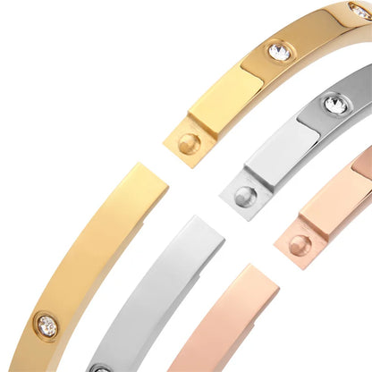 Stainless Steel Bracelets On Hand 6mm 4mm Bangles For Women Jewelry Lady Girl Women's Fashion Rhinestone Titanium Designer Gifts