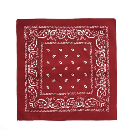 Fashion Hip Hop Bandana Kerchief Unisex Black Hair Band Neck Scarf Headwear Wrist Wraps Head Square Scarves Print Handkerchief wine red 55CM-55CM