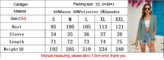 2024 Summer Fashion Ladies Hollow Out Cardigan Boho Tops Women Beach Outwear Casual Three Quarter Sleeve Sunscreen Shirt