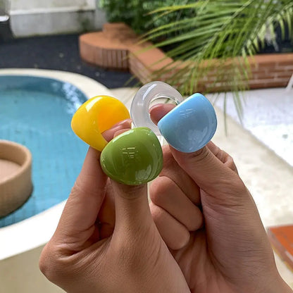 Fashion Resin Plain Ring Candy Color Acrylic Ring Simple Geometric Ring Trendy Ring Exquisite Multicolor Ring Fashion Jewelry