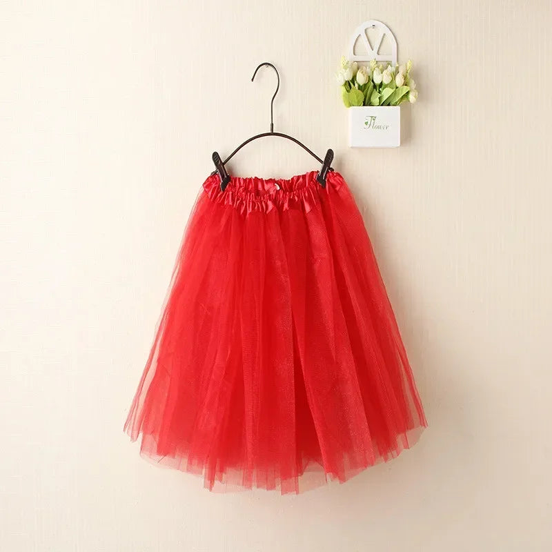 Women Summer Vintage Tulle Skirt Adult Fancy Ballet Dancewear Party Costume Ball Gown Mini Skirt Red One Size