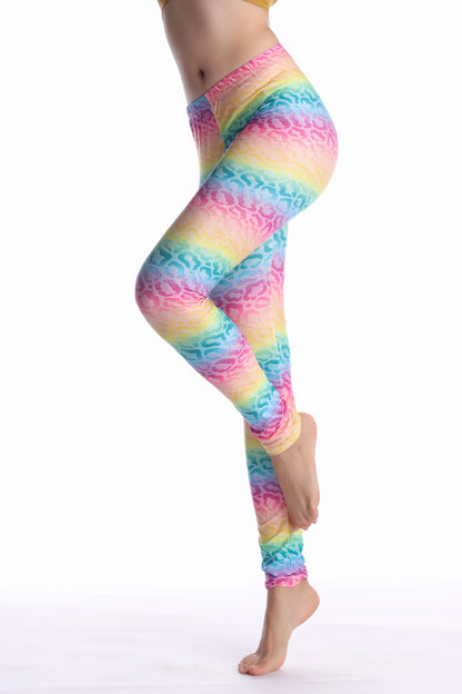 Women Leggings High Waist Cartoon Comic Beauty Print Trousers Soft Female Casual Elastic Pant