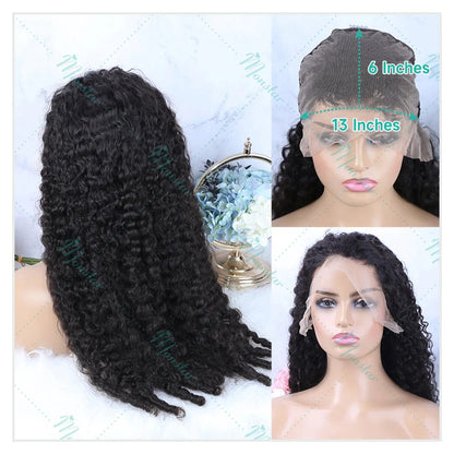 300% Density Burmese Curly Human Hair Wigs 13x4 13x6 HD Full Lace Frontal Wig 100% Human Hair Wigs with Spiral End Natural Black Badiee Stylez