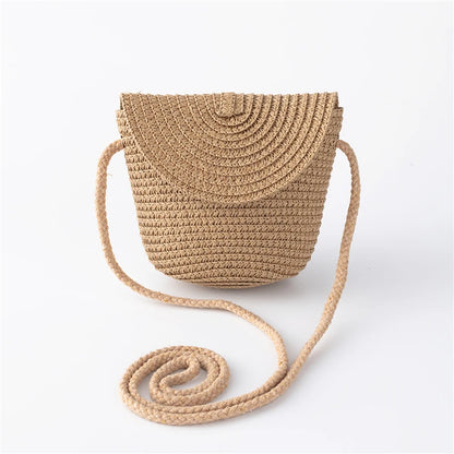 Flip children's Bag Cute Grass Woven Handbag Little Girl Crossbody Fashion Cute Zero Wallet Summer Beach Shoulder Bags