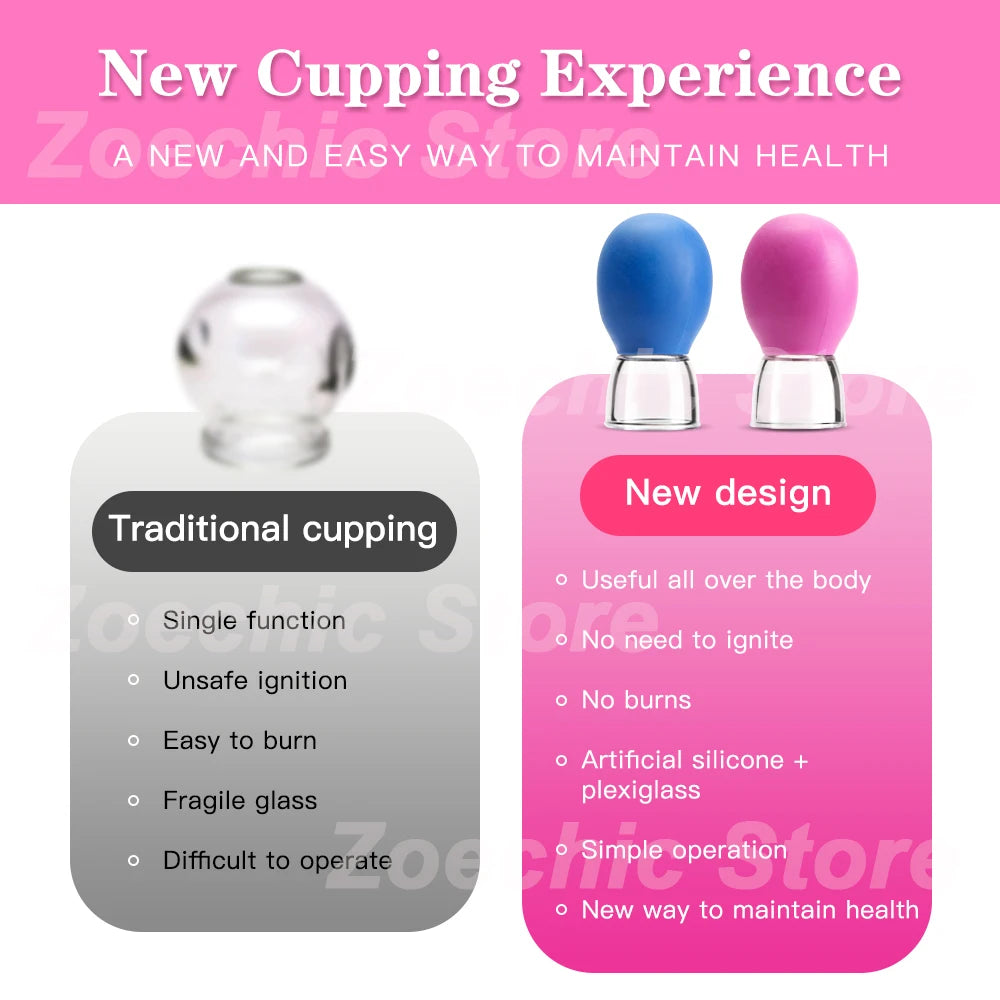 Facial Cupping Machine Silicone Face Massager Lifting Facial Shaping Vacuum Glass Jar Anti-Wrinkle Cupping Therapy Beauty Tool
