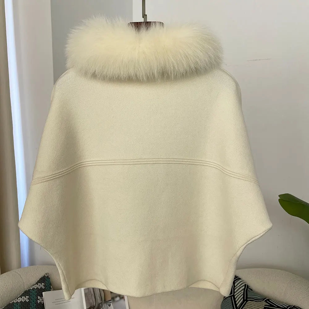 FURYOURSELF 2025 New Real Fox Raccoon Fur Collar Coat Knitted Sweater Women Short Sleeve Jacket Thick Warm Outerwear streetwear