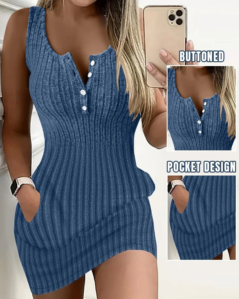 Women's Bodycon Dress 2024 Summer Fashion Sexy New Solid Color Pit Strip Slim Sleeveless Tank Mini Knitting Dresses For Women