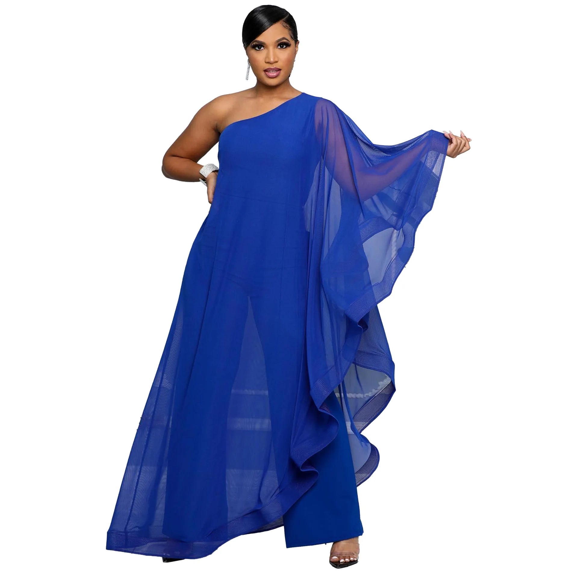 Women One Shoulder Jumpsuit Ruffle Long Sleeve Elegant Solid Aysmmetric Fashion Autumn Rompers Casual Party Club Jumpsuits 2024 Badiee Stylez