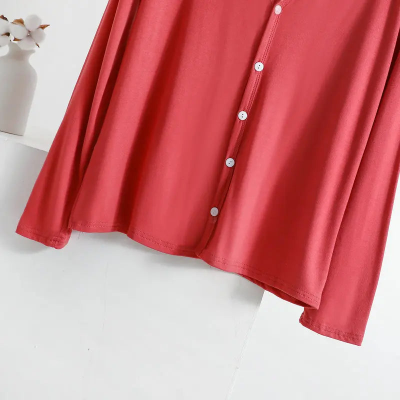 Summer Spring Modal Cardigan Long sleeves Candy colors V Neck Tshirt Open-front sun-proof clothing Air-conditioned tops