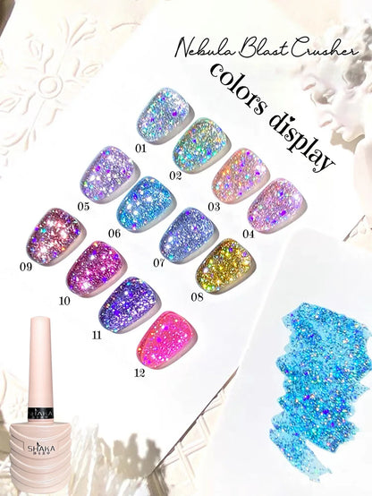 1-3pcs PSK 2025 New Whitening Purple Glass Beads Starry Crystal Nail Art Purple Glass Bead Cat Eye Gel Nail Polish Nail Supplies xingyunlianglian1-12