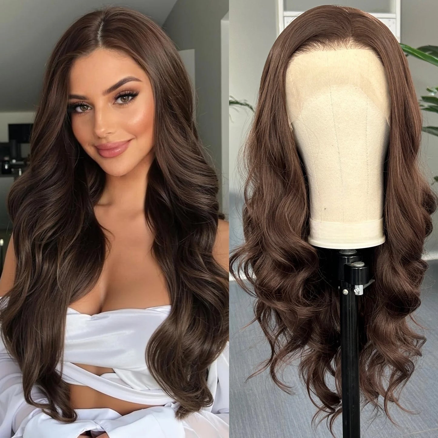 Platinum Blonde Long Wavy Synthetic Wig Free Part Loose Wave Natural Curly 13X4 Lace Front Wigs for Women Daily Party Cosplay Badiee Stylez