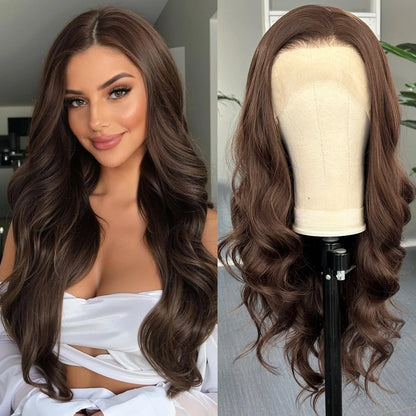 Platinum Blonde Long Wavy Synthetic Wig Free Part Loose Wave Natural Curly 13X4 Lace Front Wigs for Women Daily Party Cosplay Badiee Stylez