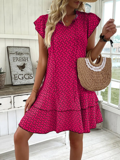 Casual Loose Printed Short Dresses For Women 2025 Fashion Summer Women's A-Line Mini Dress Elegant Vintage Female Dresses