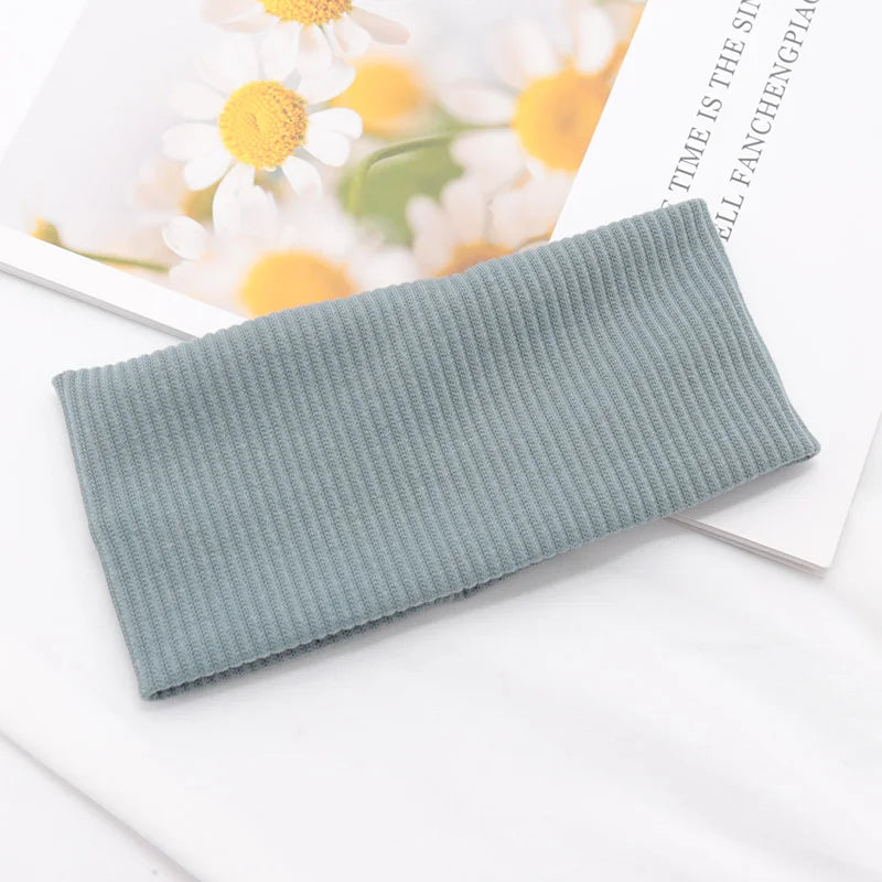 Women Solid Hairband Wide Hair Bands Elastic Headband Makeup Hair Hoop Yoga Vintag Headwrap Hairstyles Fashion Hair Accessories Cyan One Size